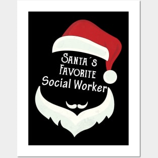 Santa's Favorite Social Worker Santa Claus Hat Christmas Posters and Art